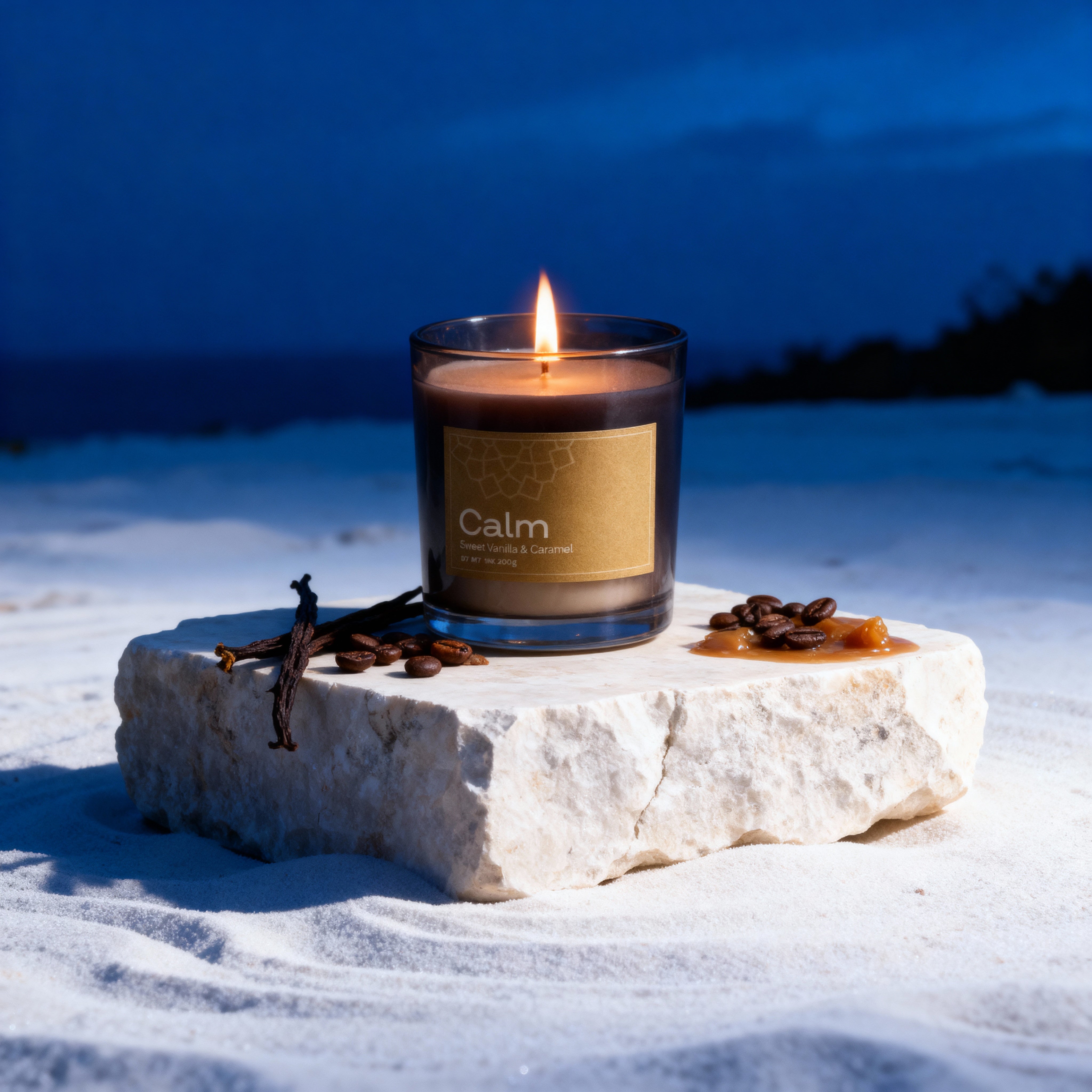 Calm Vanilla & Caramel Vegan Wax Candle - Palm Wax Scented