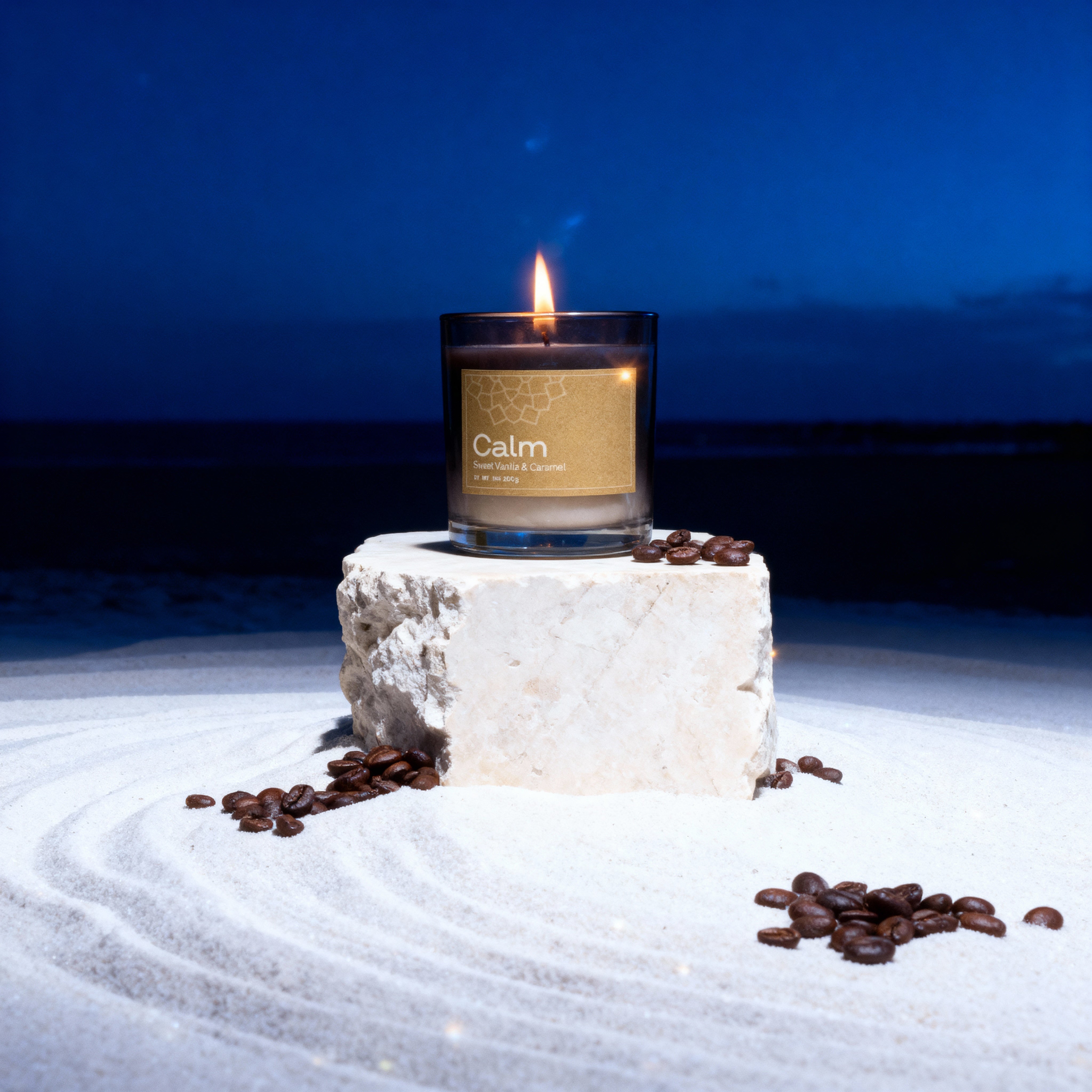 Calm Vanilla & Caramel Vegan Wax Candle - Palm Wax Scented