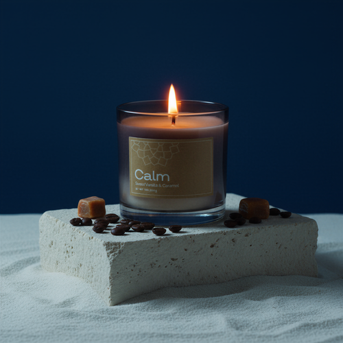 Calm Vanilla & Caramel Vegan Wax Candle - Palm Wax Scented