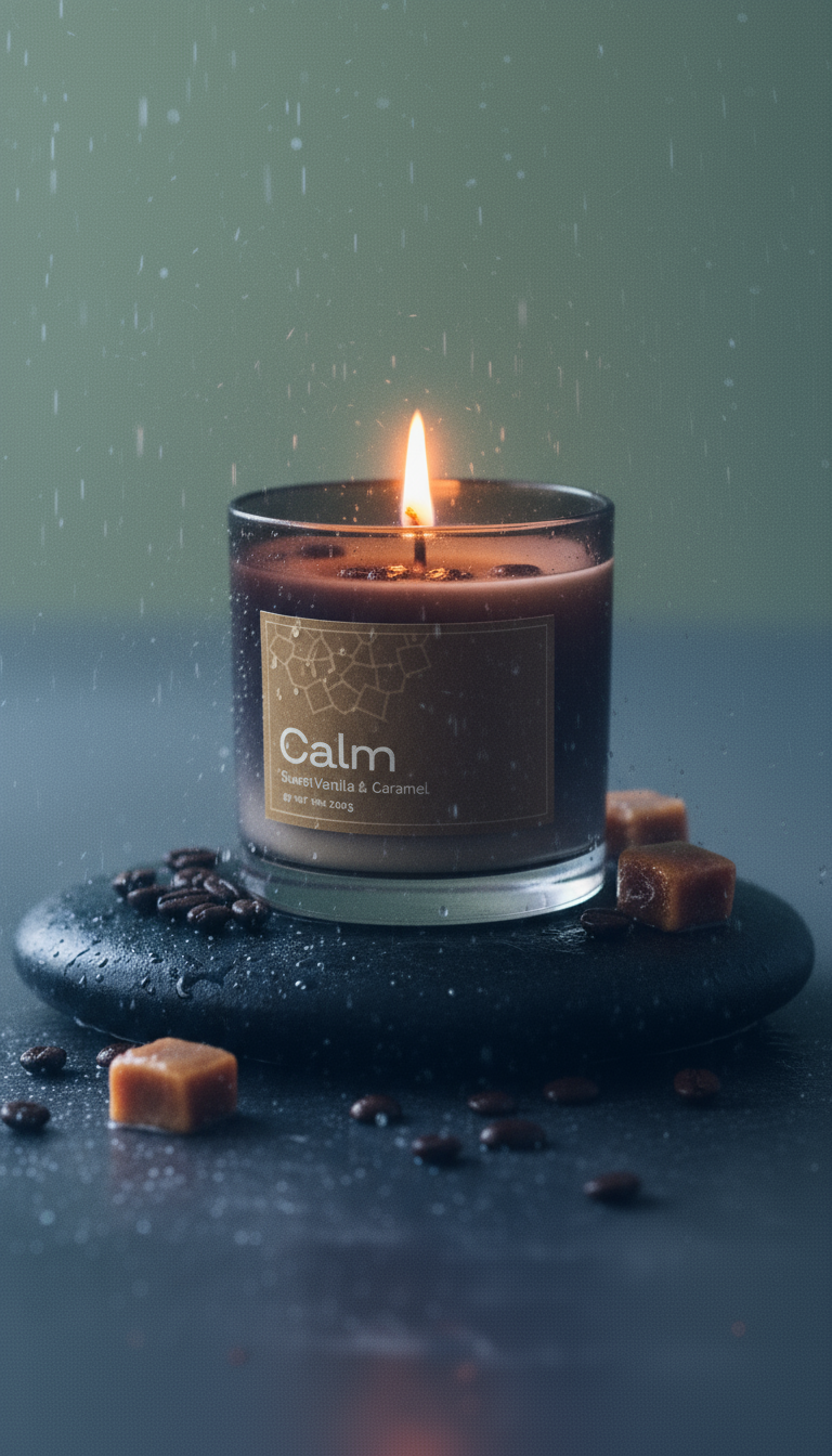 Calm Vanilla & Caramel Vegan Wax Candle - Palm Wax Scented