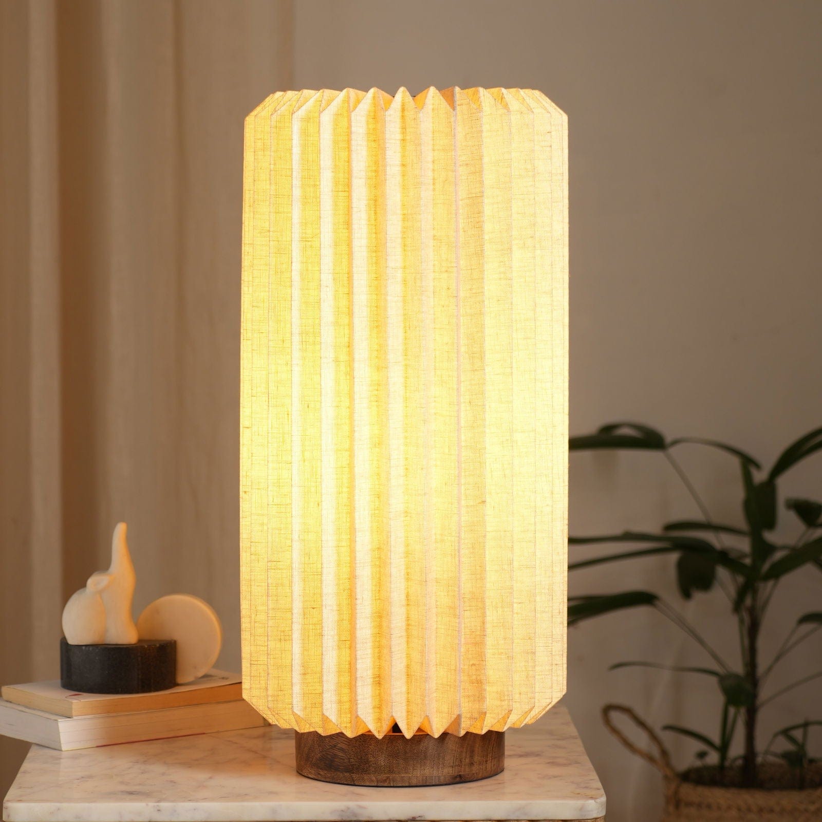 Serenity Table Lamp - Linen Bedside Lamp - Mango Wood Base Desk Lamp - FIG Living - Serenity Table Lamp - Linen Bedside Lamp - Mango Wood Base Desk Lamp - FIG Living
