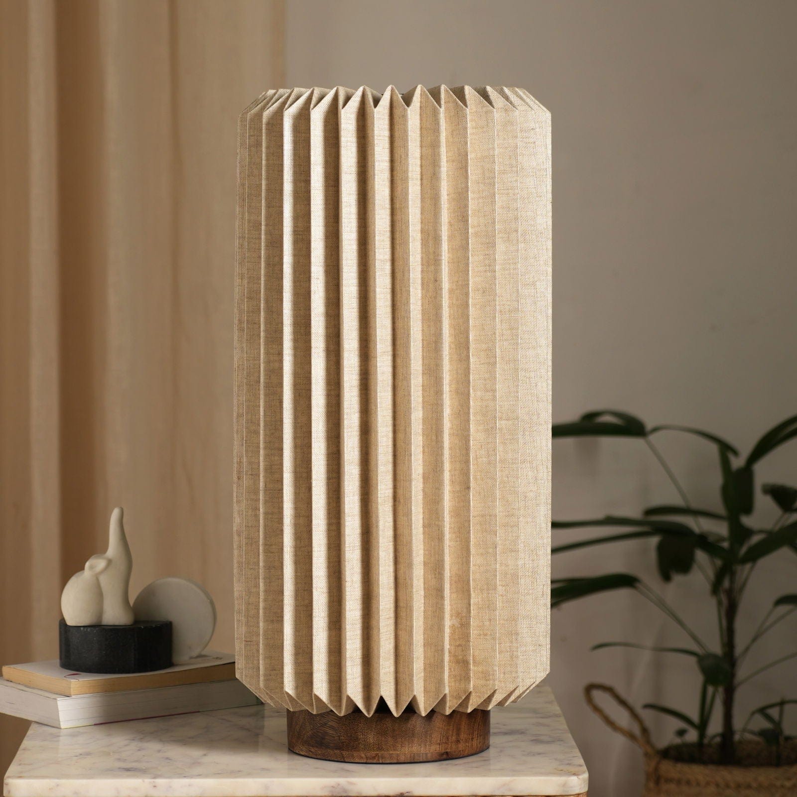 Serenity Table Lamp - Linen Bedside Lamp - Mango Wood Base Desk Lamp - FIG Living - Serenity Table Lamp - Linen Bedside Lamp - Mango Wood Base Desk Lamp - FIG Living