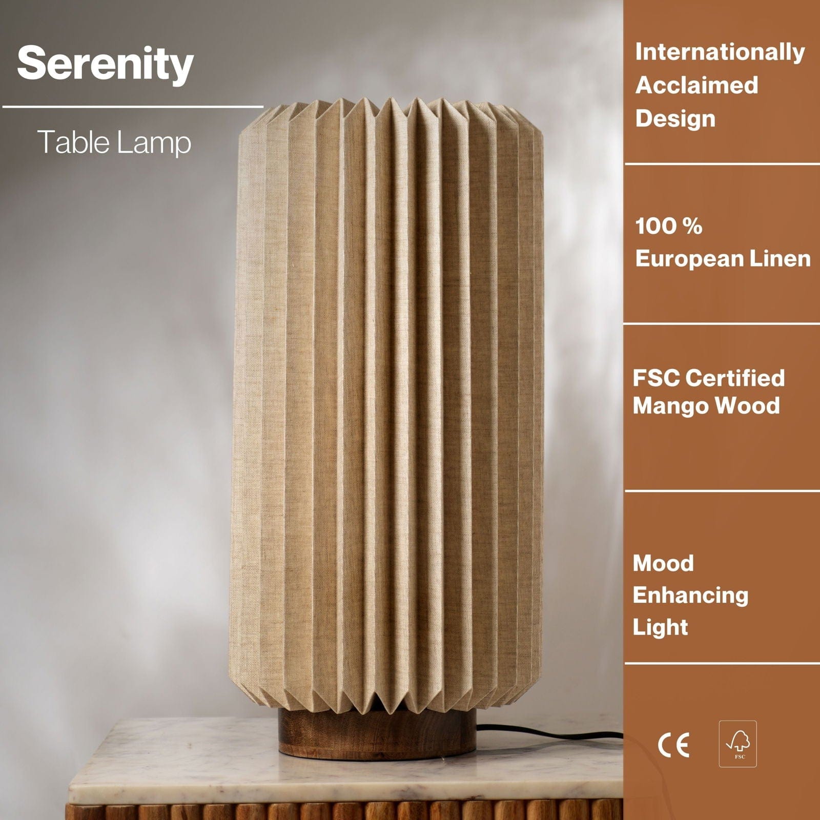 Serenity Table Lamp - Linen Bedside Lamp - Mango Wood Base Desk Lamp - FIG Living - Serenity Table Lamp - Linen Bedside Lamp - Mango Wood Base Desk Lamp - FIG Living