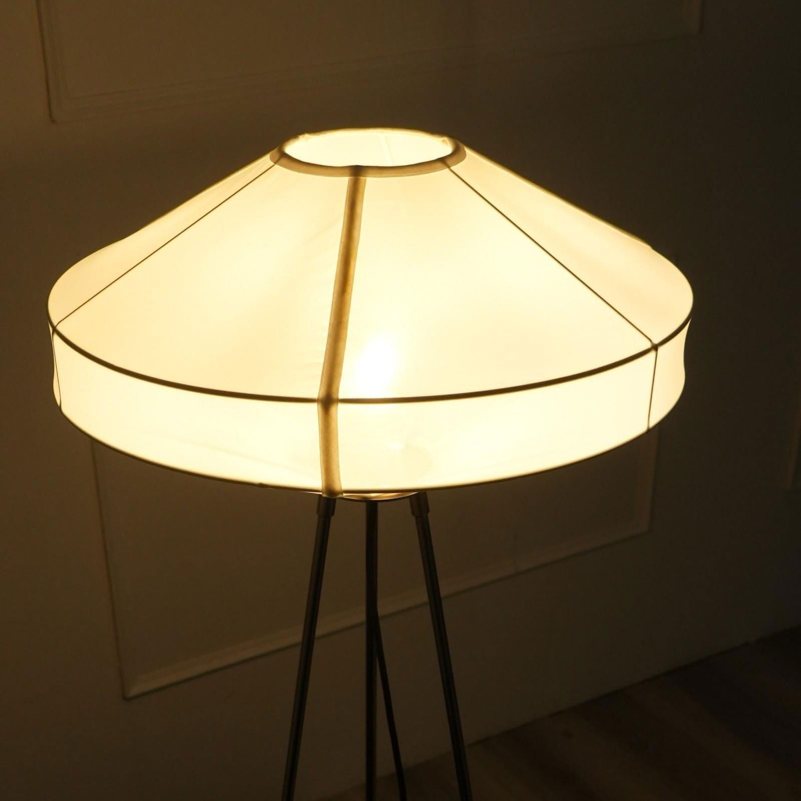 Space Rover Floor Lamp - Tripod Floor Light, Nickle Base and Elegant Fabric Shade Tripod Standing Lamp - FIG Living - Space Rover Floor Lamp - Tripod Floor Light, Nickle Base and Elegant Fabric Shade Tripod Standing Lamp Image