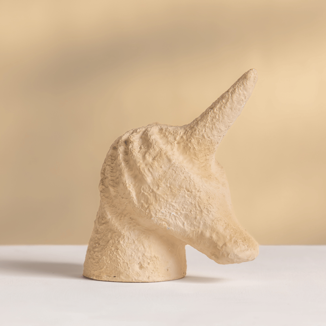 decorative unicorn statue beige finish