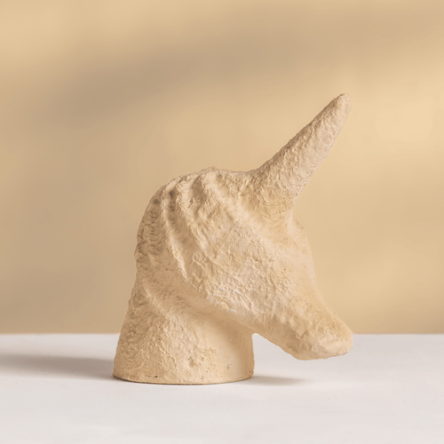 decorative unicorn statue beige finish