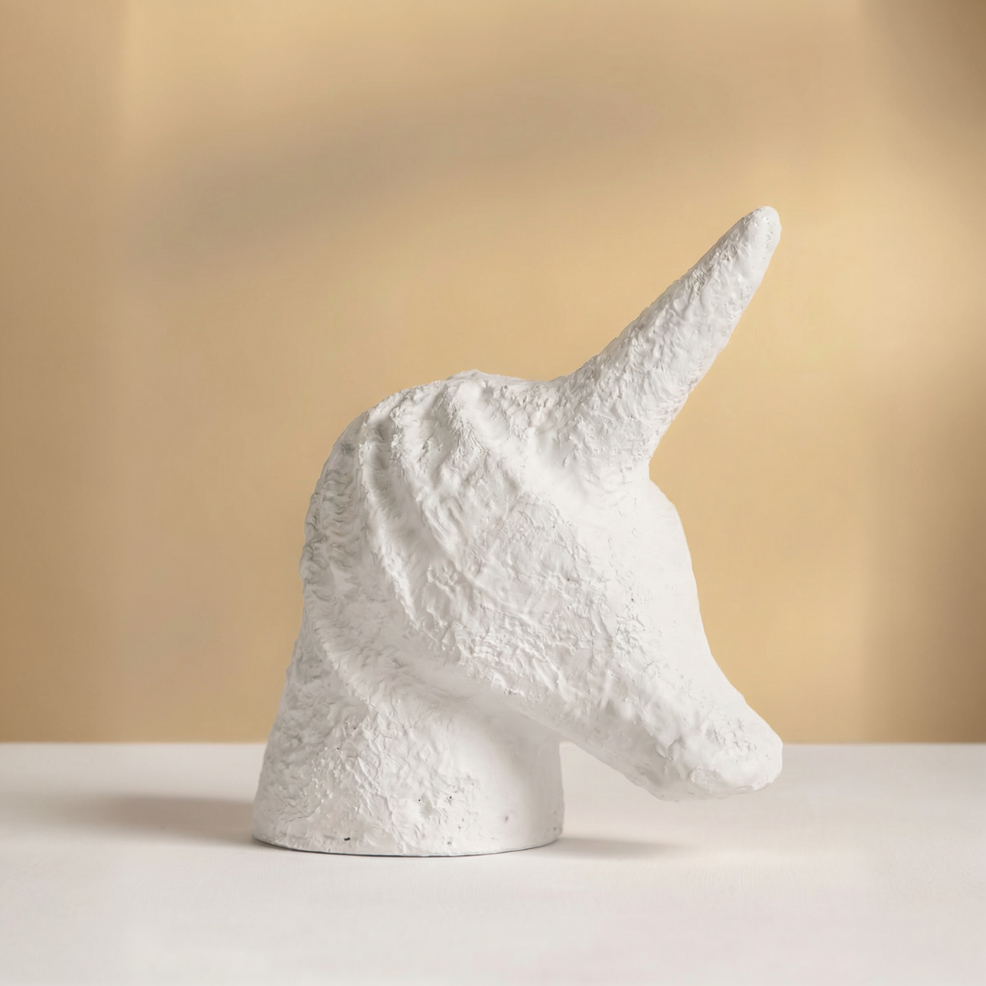 decorative unicorn statue white finish