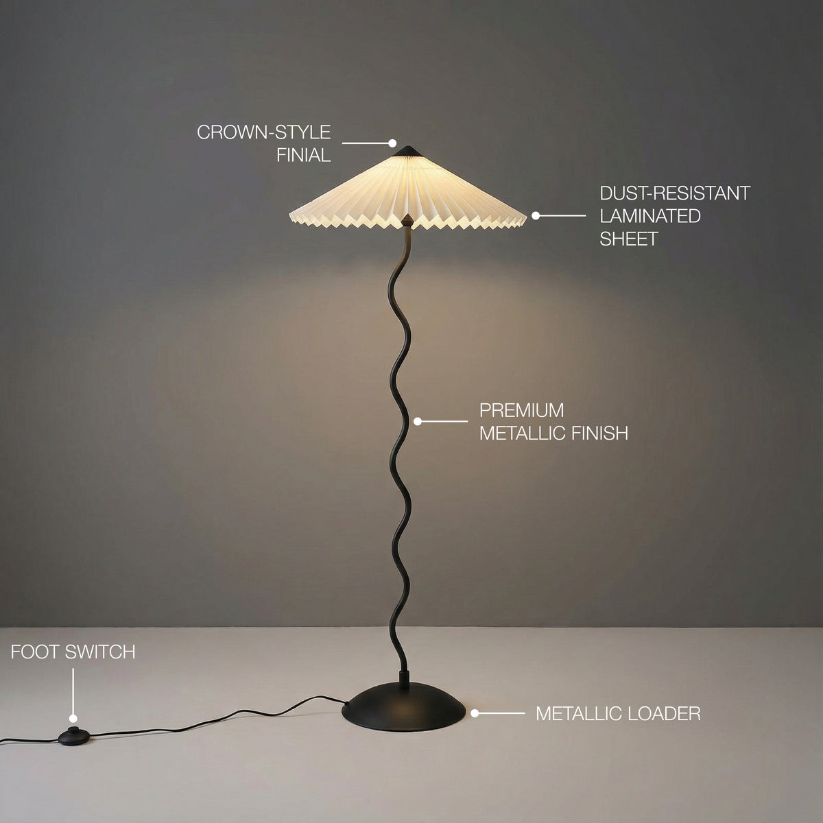 Wavy Floor Lamp - Olive Green