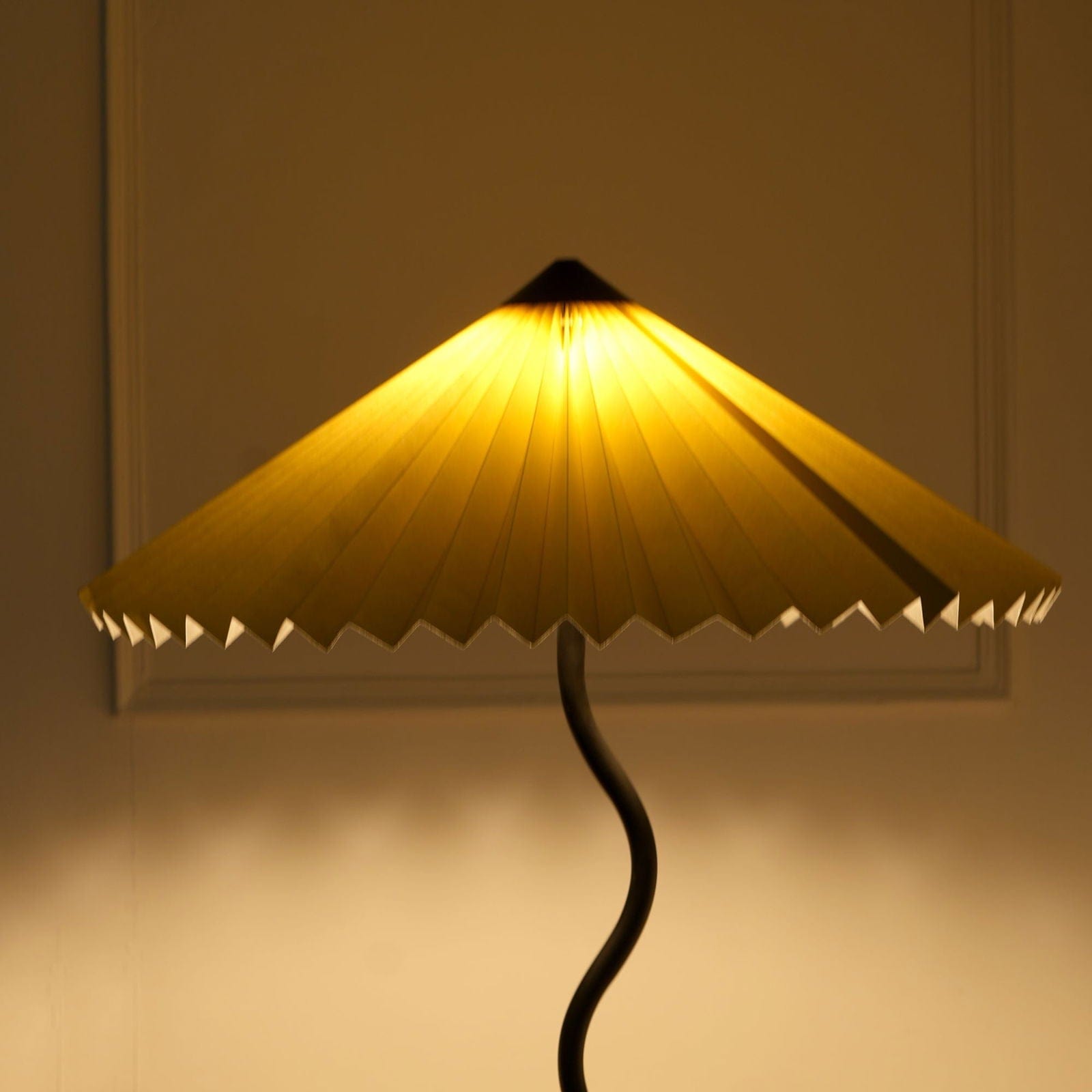 Wavy Floor Lamp - Contemporary Metal Base Floor Light with Handpleated Shade Standing Lamp - FIG Living - Wavy Floor Lamp - Contemporary Metal Base Floor Light with Handpleated Shade Standing Lamp Image