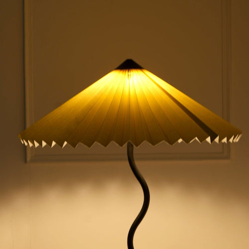 Wavy Floor Lamp - Contemporary Metal Base Floor Light with Handpleated Shade Standing Lamp - FIG Living - Wavy Floor Lamp - Contemporary Metal Base Floor Light with Handpleated Shade Standing Lamp Image