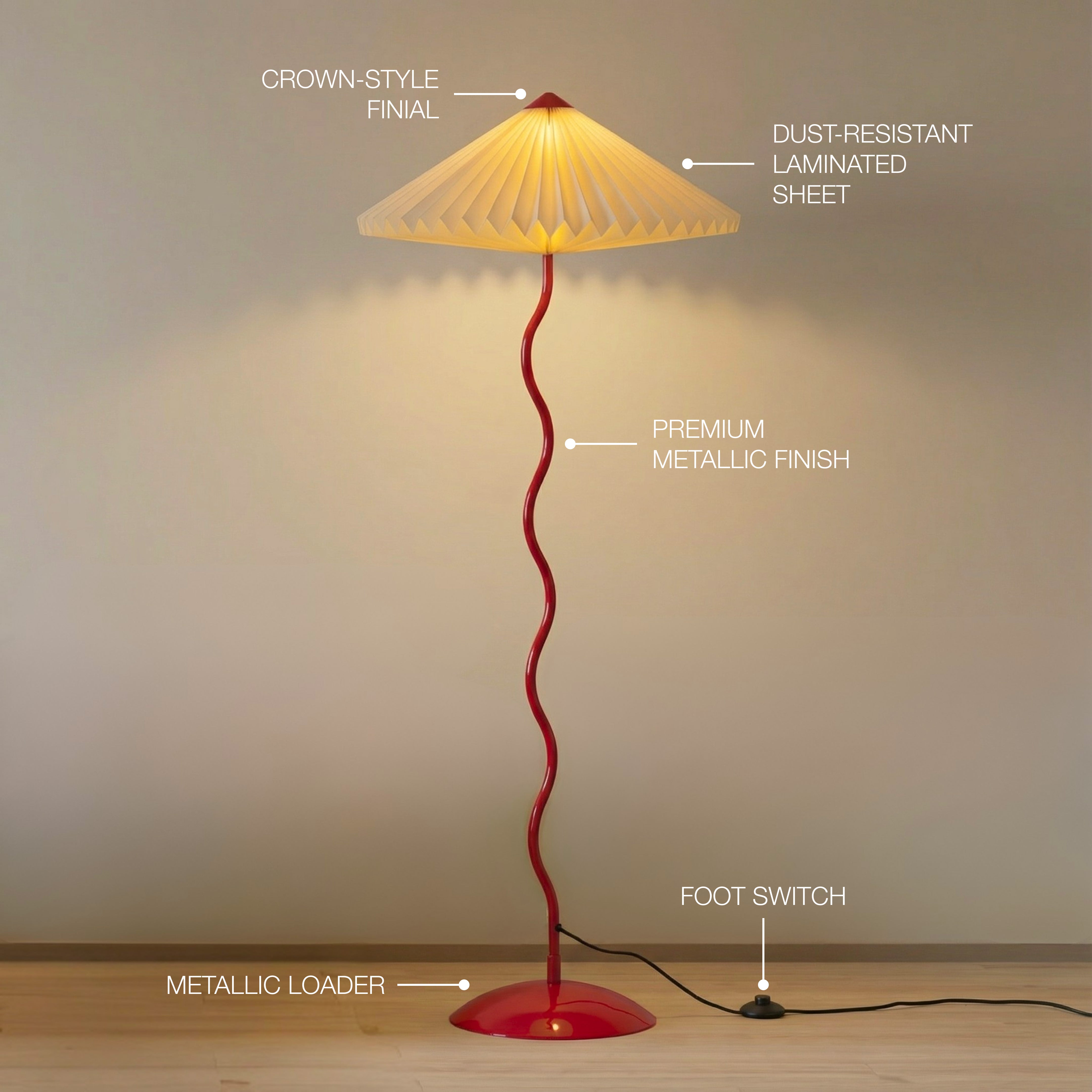 Wavy Floor Lamp - Crimson Red