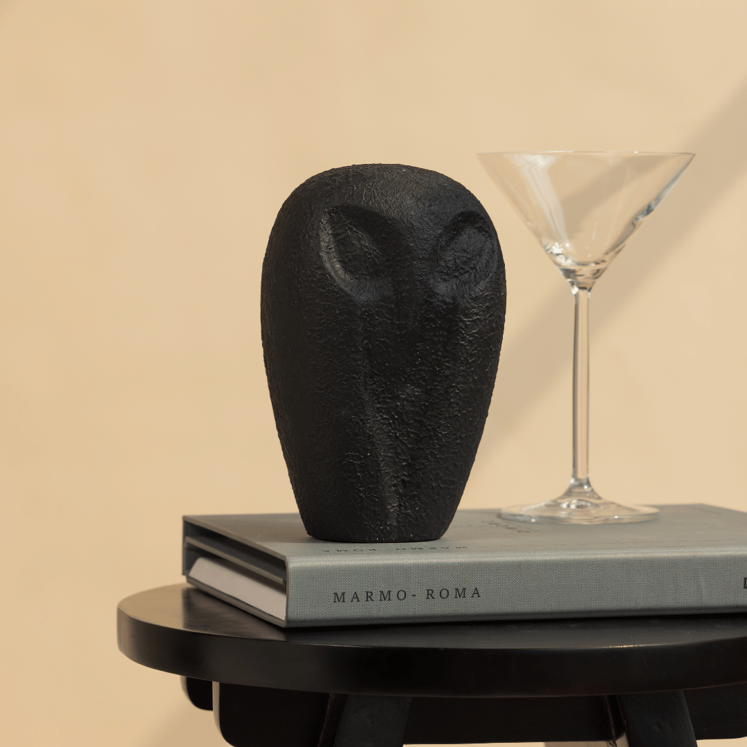 minimalist black owl decor sculpture