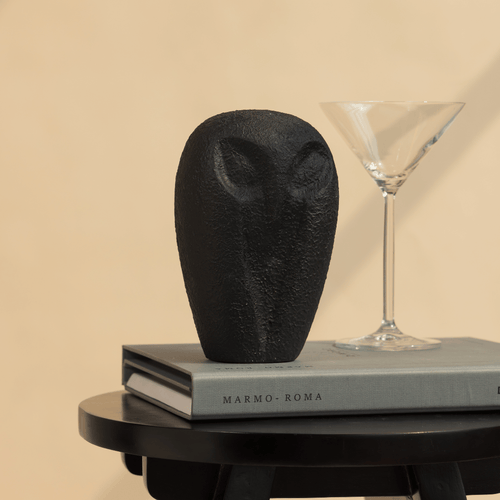 minimalist black owl decor sculpture