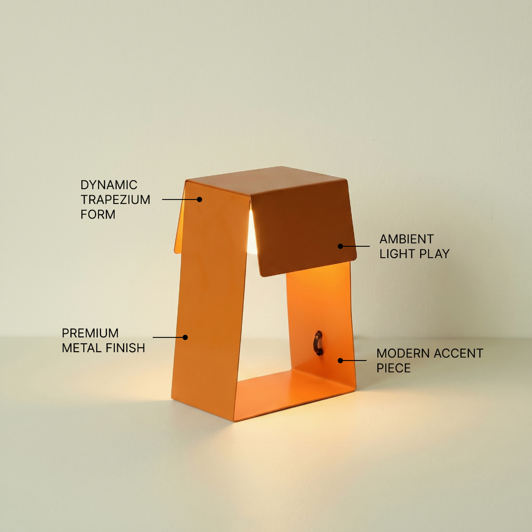 Fold Trapezium Table Lamp - Tangerine